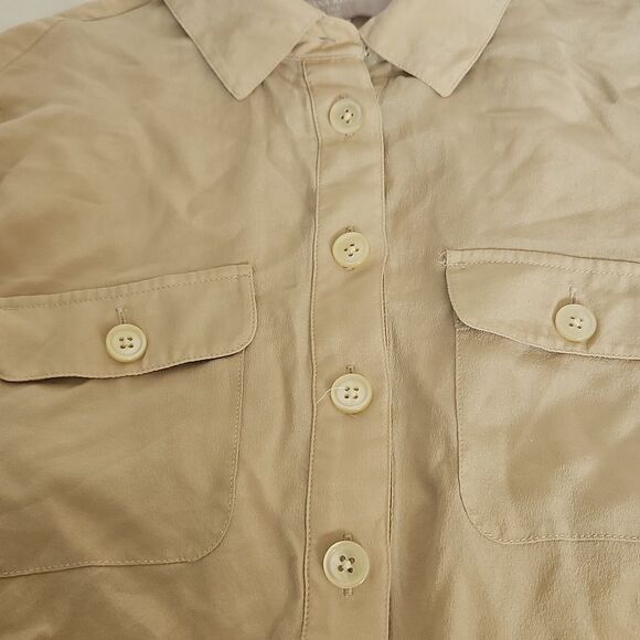 Banana Republic 100% Silk Short Sleeves Top Champagne XS - Picture 12 of 16